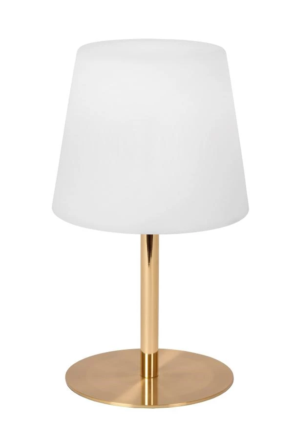 Lucide TYON - Lampe de table Rechargeable Intérieur/Extérieur - Batterie/Piles - Ø 15 cm - LED Dim. - 1x2W 2700K - IP65 - Or Mat / Laiton - détail 2